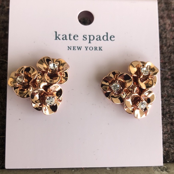 NWT Kate Spade ♠️ Sparkly Rhinestone Rose Gold Earrings - Picture 8 of 12
